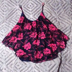 Zenobia spaghetti strapped flowy floral top